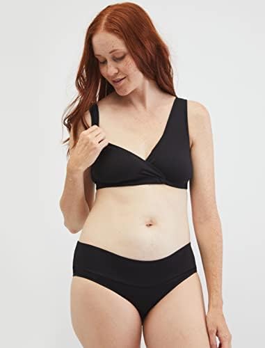 Motherhood Maternity Women's Soft Cotton Spandex Wrap Front Maternity & Nursing Sleep Bralette Bra S-3x - color: Black 1 Pack, size: Large
