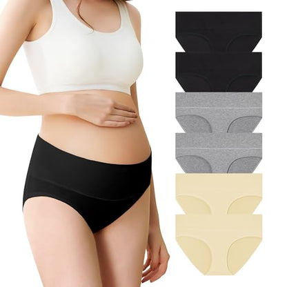 Mama Cotton Maternity Underwear Women's Foldable Pregnancy Panties Under The Bump Maternity Briefs Multi-Pack - color: Foldable Style - Multicolor A6 Pack, size: X-Large