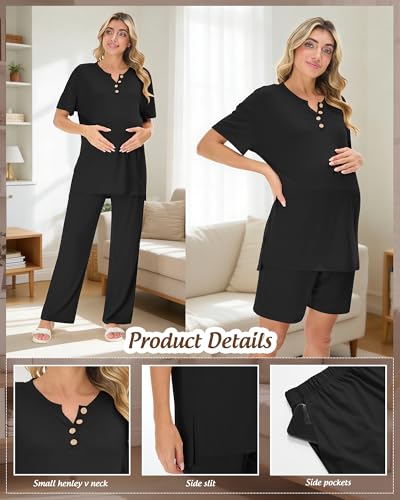 Women Maternity Lounge Set - color: Black, size: XX-Large
