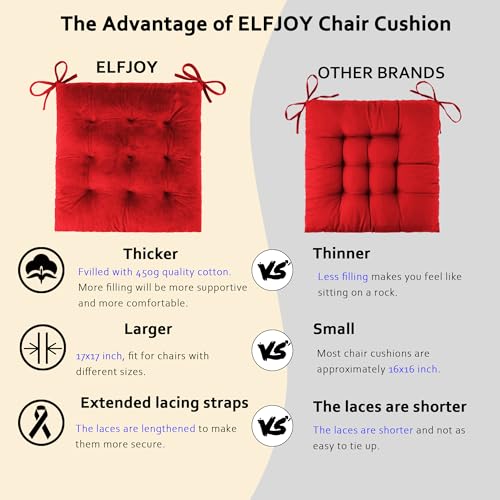 ELFJOY Rocking Chair Cushions Tufted High Back and Seat Cushion Red - color: Red