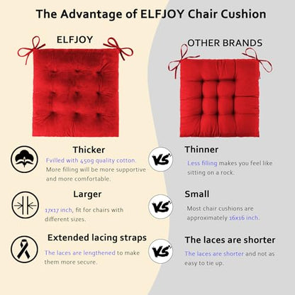 ELFJOY Rocking Chair Cushions Tufted High Back and Seat Cushion Red - color: Red