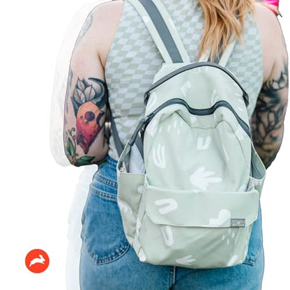 Mini Roo Diaper Bag Backpack | Pear Doodle Baby Bag - 6 Pocket Daily Use - color: Pear Doodle