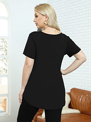 BELAROI Women Plus Size Tops V-Neck Tunics Shirts - color: Black, size: 2X