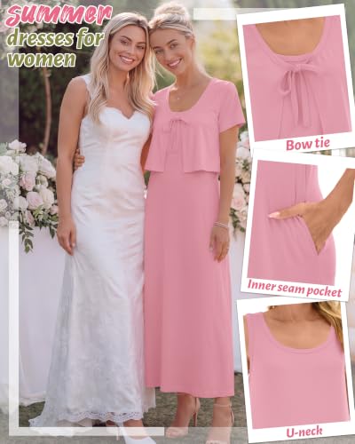 2 Piece Dress Sets for Women Fall Casual Dresses - color: Pink, size: Medium