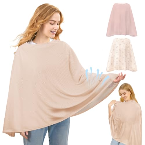 Basumee Nursing Cover for Breastfeeding Breathable Mesh 360 Full Privacy - color: Warm Oatmeal, size: 1 Pack