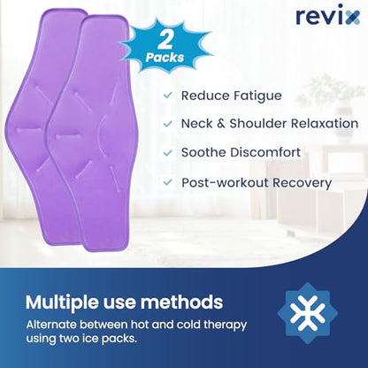 REVIX Ice Packs for Neck & Shoulder Discomfort, Gel Cold Wraps Reusable - style: Neck Purple-2 Pack