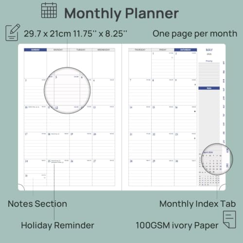 POPRUN Planner 2026-2027, 8.25" x 11.75" Academic Weekly Calendar Planner - color: Black, size: Large 8.25'' x 11.75'', style: Weekly Layout & Jul.2026-Jun.2027