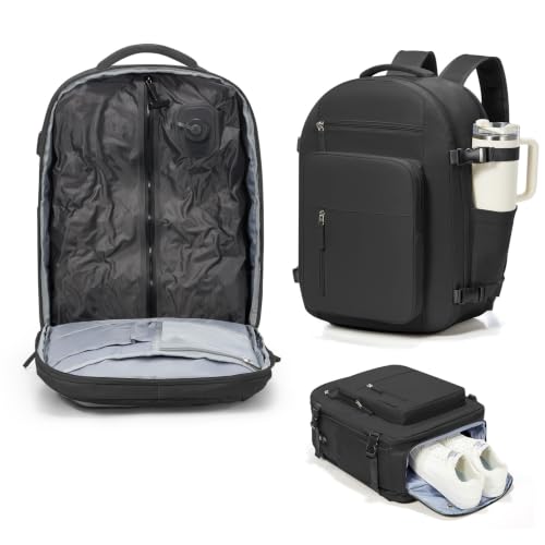 suradar Vacuum Backpack Travel with Pump,Travel Backpack with One Button Vacuum System Vacpack Sealed Compression Airbag Carry on Black - color: X2-black