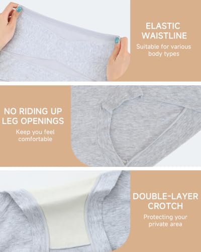 Womens Cotton Underwear High Waisted Panties Full Coverage Boxer Briefs - color: Gray,nude,black, size: Large