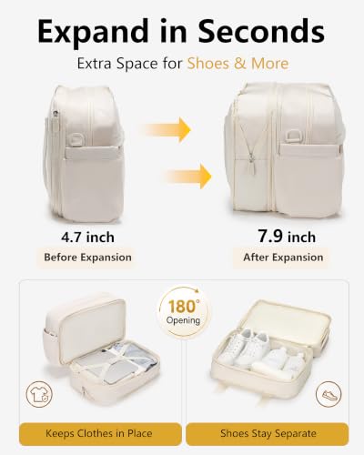 Expandable Travel Bag, Underseat Carry-On Weekender, Beige - color: Beige