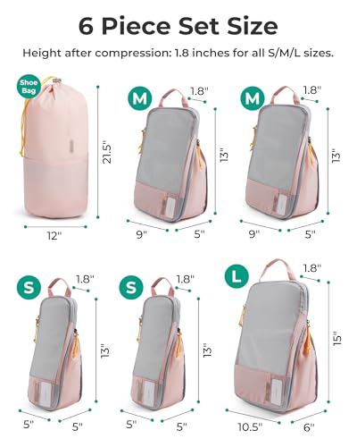 BAGSMART Compression Packing Cubes for Travel Essentials - color: Chocolate-6 PCS, size: Set of 6