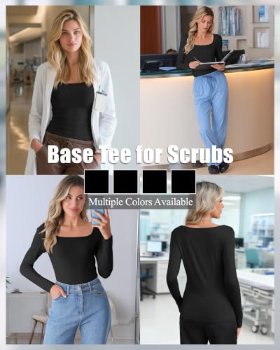 Xaatren 4 Pack Women's Underscrub Shirts Long Sleeve Tops - color: Black, Black, Black, Black, size: Medium