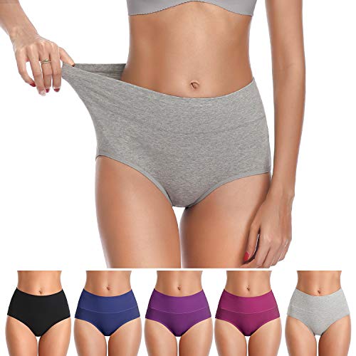 ASIMOON Womens Cotton Underwear Breathable Stretch Postpartum Panties Full Coverage Ladies Briefs Multipack - color: Style 1,5pack, size: X-Large