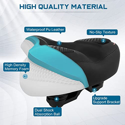 Oversized Seat Compatible with Peloton Bike, Extra Wide Seat - color: C-Black