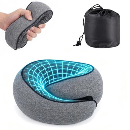 Travel Neck Pillow Memory Foam with 360° Neck Support, Gray