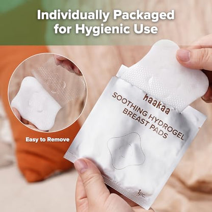 haakaa Hydrogel Pads with Lanolin, Cooling Relief for Sore Nipples, 8 PCS