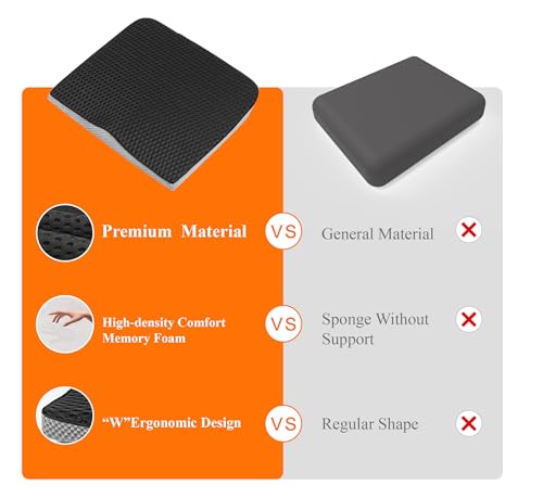 kingphenix Memory Foam Car Seat Cushion for Driving Comfort and Office Use - color: 4d Mesh Classic Black