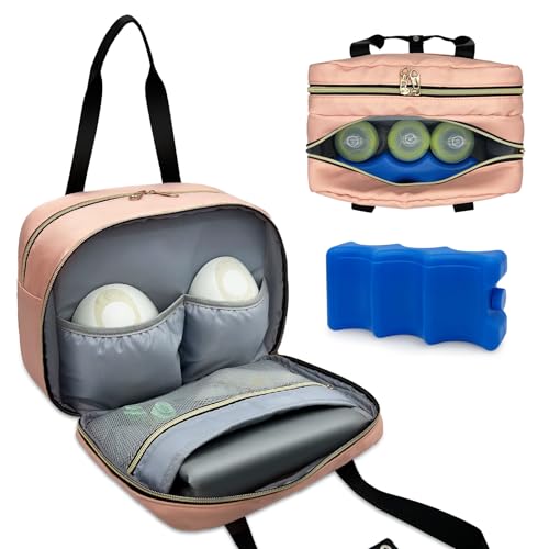 LIVEAGAIN Wearable Breastmilk Bag with Ice Pack Fits for Elvie Hands-Free Pumps and Medela Pump in Style, Portable Pump Carrying Case for for Daycare, Work, and Travel (Bag Only) (Pink) - color: Pink