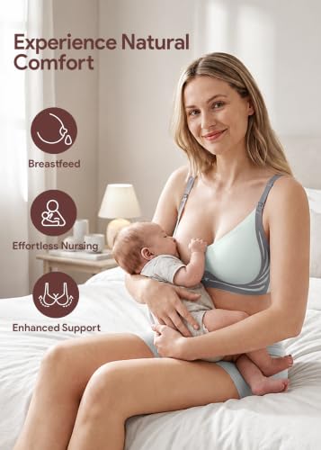 HBselect Nursing Bras for Breastfeeding 3 Pack Women Maternity Jelly Bras - color: A: 3pack(black/Nude/Gray Blue), size: Large