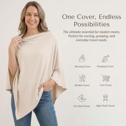 Konssy Rayon Made from Bamboo Nursing Cover for Breastfeeding - color: Blush Beige