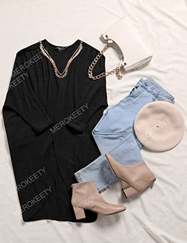MEROKEETY Cardigan Sweaters for Women Oversized Long Cardigans Fall Outfits - color: Black, size: Small