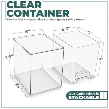 Sorbus Stackable Acrylic Storage Drawers, 2 Pack Clear Plastic Organizer Bins for Baby Bottles, Makeup, Bathroom, Vanity & Kitchen Countertop Organization, Pull-Out Drawer Design for Cabinets & Pantry - size: Tall, style: 2 Pack