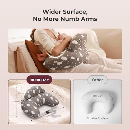 Momcozy Original Nursing Pillow for Breastfeeding - Innovative Safety Guard - color: Grey