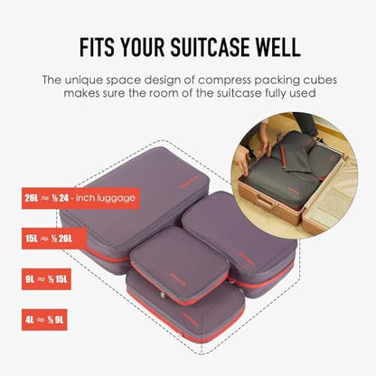 Bee Nesting 15L Compression Packing Cube Large Travel Organizer - color: Black Red, size: 15L