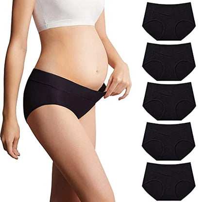 Mama Cotton Women's Under The Bump Maternity Panties Pregnancy Postpartum Maternity Underwear Multi-Pack - color: Multicolor-c 5 Pack, size: Large