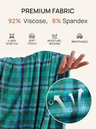 Summer Mae Viscose Maternity Pants Pregnancy Pajama Lounge Pant with Pocket - color: Green Plaid, size: Medium