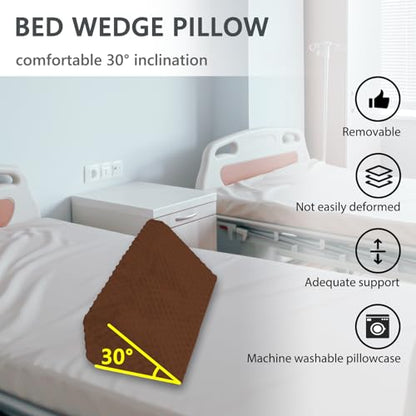 Wedge Pillow for Side Sleeping, Body Positioning Foam Wedge Pillow - color: Brown