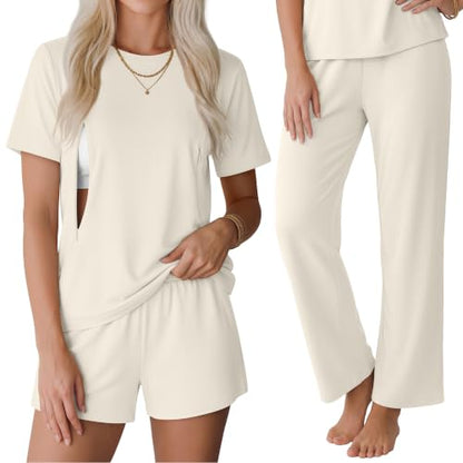 3 Piece Maternity Nursing Pajamas Set - color: Beige, size: X-Large