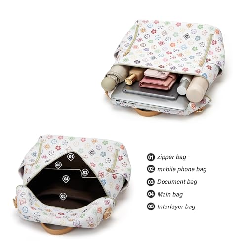 Makes Backpack Purse for Women PU Leather Casual Backpack Daily Travel Bag - color: Triwhite Triple Zip