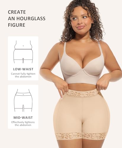 FeelinGirl Butt Lifter Panties Shapewear Tummy Control Body Shaper Shorts - color: Khaki, size: 3X-Large