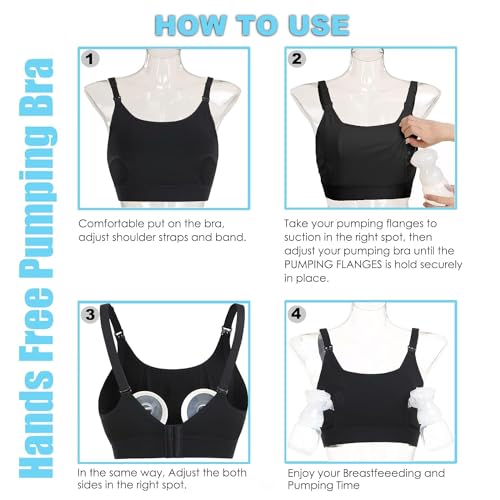 Hands Free Pumping Bra Hands-Free Breast Pump Bra Nursing Bras - color: Black, size: Medium