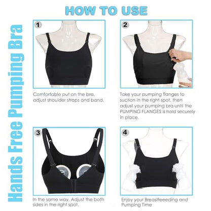 Hands Free Pumping Bra Hands-Free Breast Pump Bra Nursing Bras - color: Black, size: Medium