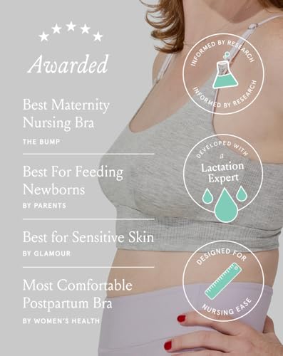 Bodily Everything Wireless Nursing & Maternity Bra with Clip Down Access - color: Grey Marl, size: Medium