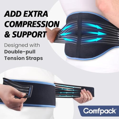 Comfpack Ice Pack for Back Pain Relief, FSA Eligible, 2 Packs Reusable Lower Back Wrap Hot Cold Therapy for Sciatic Injuries, Tailbone Pain, Lumbar Surgery, Coccyx, Herniated Disc, Gift - color: Black
