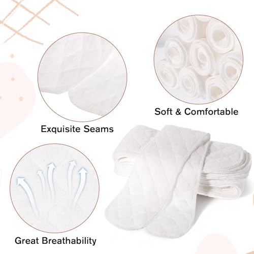 Thinp 10 Pcs Cotton Bra Liners, 3 Layer Washable Bra Sweat Liners Reusable Under Breast Sweat Pads for Women Absorb Sweating, 18x3 Inch