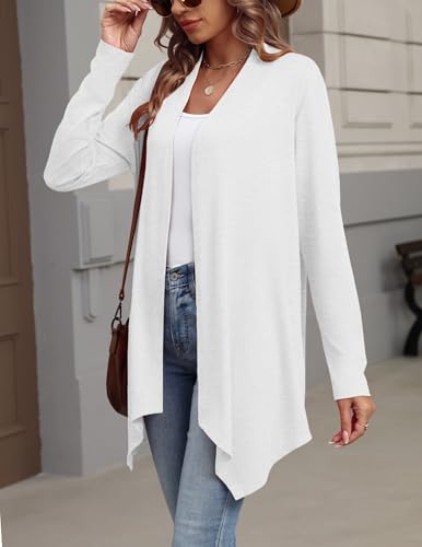 Zeagoo Lightweight Cardigan for Women Long Sleeve Open Front Cardigans - color: A White, size: Medium