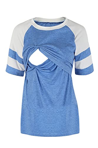 Women's Maternity Nursing Top Breastfeeding Tank Tee Shirt - color: 1-black/Green/Blue(3 Pack), size: Small