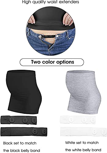 Belly Bands for Pregnant Postpartum Belly Band - color: Black + Light Gray, size: 5
