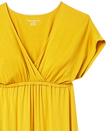 Amazon Essentials Women's V Neck Short Sleeve Empire Waist Maxi Dress (Available in Plus Size) - color: Dark Yellow, size: X-Small