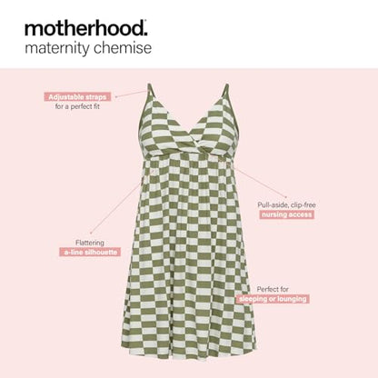 Motherhood Maternity Women's Wrap Neck Chemise - color: Checkmate Sage, size: Medium