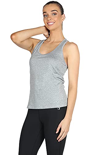 icyzone 3 Pack Women's Racerback Workout Tank Tops - color: Black/Granite/Green, size: Medium