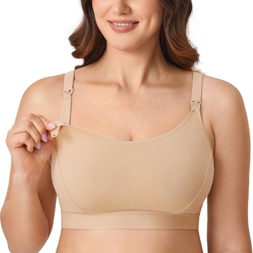 Gratlin Cotton Nursing Bra for Breastfeeding - color: Taupe Tan, size: Large