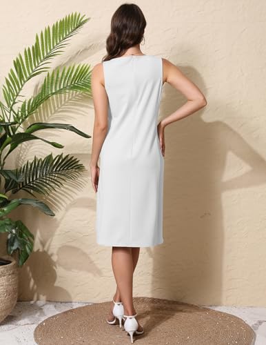 Women Business Sheath Midi Dress - color: White, size: Small