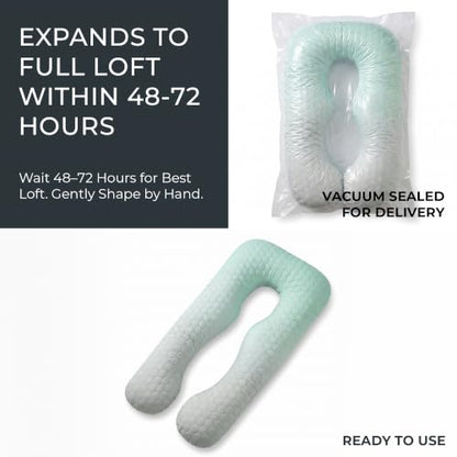 U Shaped Pregnancy Pillow Quilted Honeycomb 55 in Sage Ombre - color: Quilted – Sage Ombre