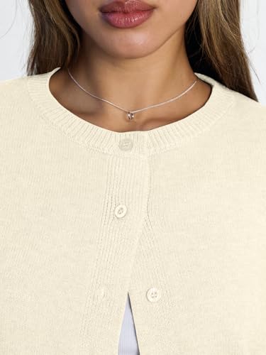 LILLUSORY Womens Lightweight Cardigan Cropped Knit Fall Cute Sweaters 2026 - color: Beige, size: Medium