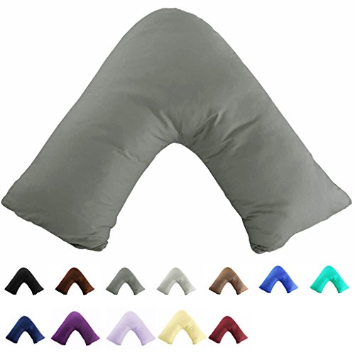 TAOSON Dark Gray 100% Cotton 300 Thread Count V Shaped Boomerang Pillowcase - color: Dark Grey